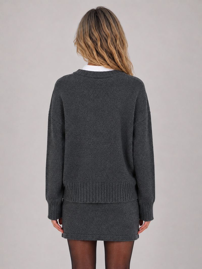 Women’s Knit Sweater & Mini Skirt Set – Wool Blend Two-Piece Outfit