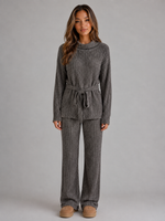 Women’s Knit Two-Piece Set – Turtleneck Sweater & Wide Leg Pants