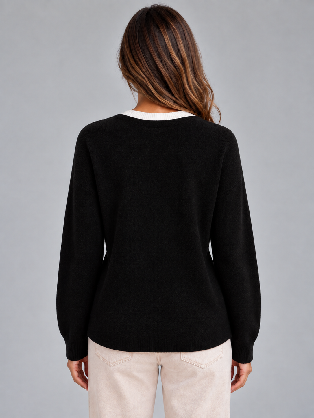 Women’s Layered Knit Cardigan – Button Front Pleated Hem Sweater