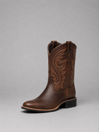 Women’s Leather Cowboy Boots – Embroidered Western Heel Boots