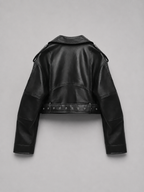 Women's Faux Leather Biker Jacket – Belted Moto Jacket with Zip Pockets