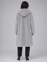 Women’s Long Teddy Coat – Oversized Hooded Fleece Winter Coat