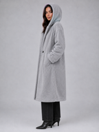 Women’s Long Teddy Coat – Oversized Hooded Fleece Winter Coat