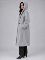 Women’s Long Teddy Coat – Oversized Hooded Fleece Winter Coat
