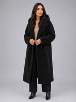 Women’s Long Teddy Coat – Oversized Hooded Fleece Winter Coat