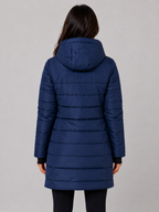 Women’s Long Puffer Coat – Hooded Quilted Winter Jacket