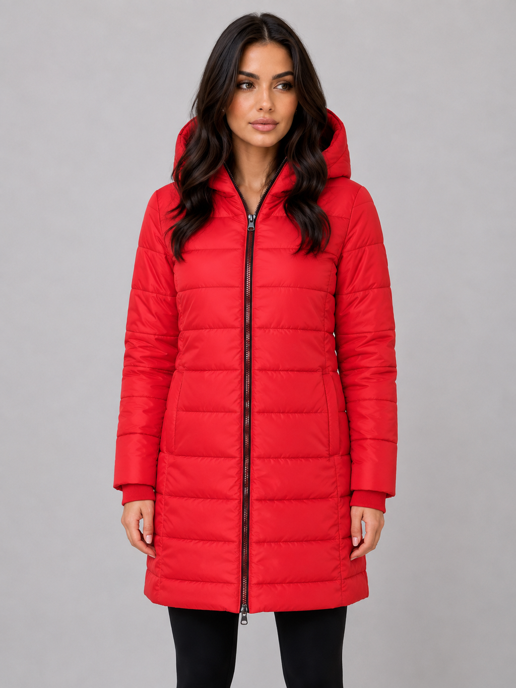 Women’s Long Puffer Coat – Hooded Quilted Winter Jacket