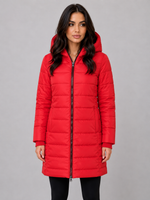Women’s Long Puffer Coat – Hooded Quilted Winter Jacket