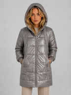 Women's Longline Hooded Puffer Coat – Quilted Winter Jacket