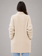 Women's Long Open Front Cardigan – Soft Knit Sweater with Pockets