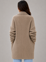 Women's Long Open Front Cardigan – Soft Knit Sweater with Pockets
