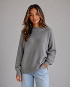 Women’s Oversized Knit Sweater – High Neck Longline Relaxed Fit Knit