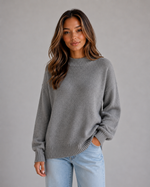 Women’s Oversized Knit Sweater – High Neck Longline Relaxed Fit Knit