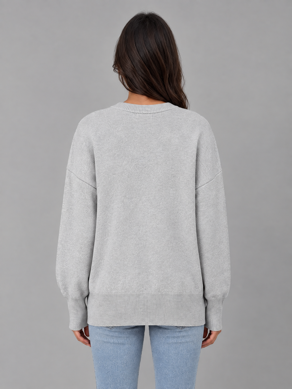 Women's Oversized Knitted Sweater – Long Sleeve Crew Neck Style