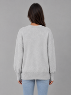 Women's Oversized Knitted Sweater – Long Sleeve Crew Neck Style