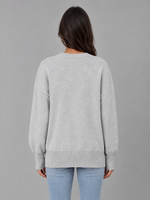 Women's Oversized Knitted Sweater – Long Sleeve Crew Neck Style
