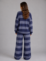 Women’s Oversized Striped Lounge Set – Sweatshirt & Wide Leg Pants