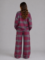 Women’s Oversized Striped Lounge Set – Sweatshirt & Wide Leg Pants