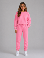 Women's Oversized Tracksuit Set – Crew Neck Sweatshirt & Cuffed Joggers