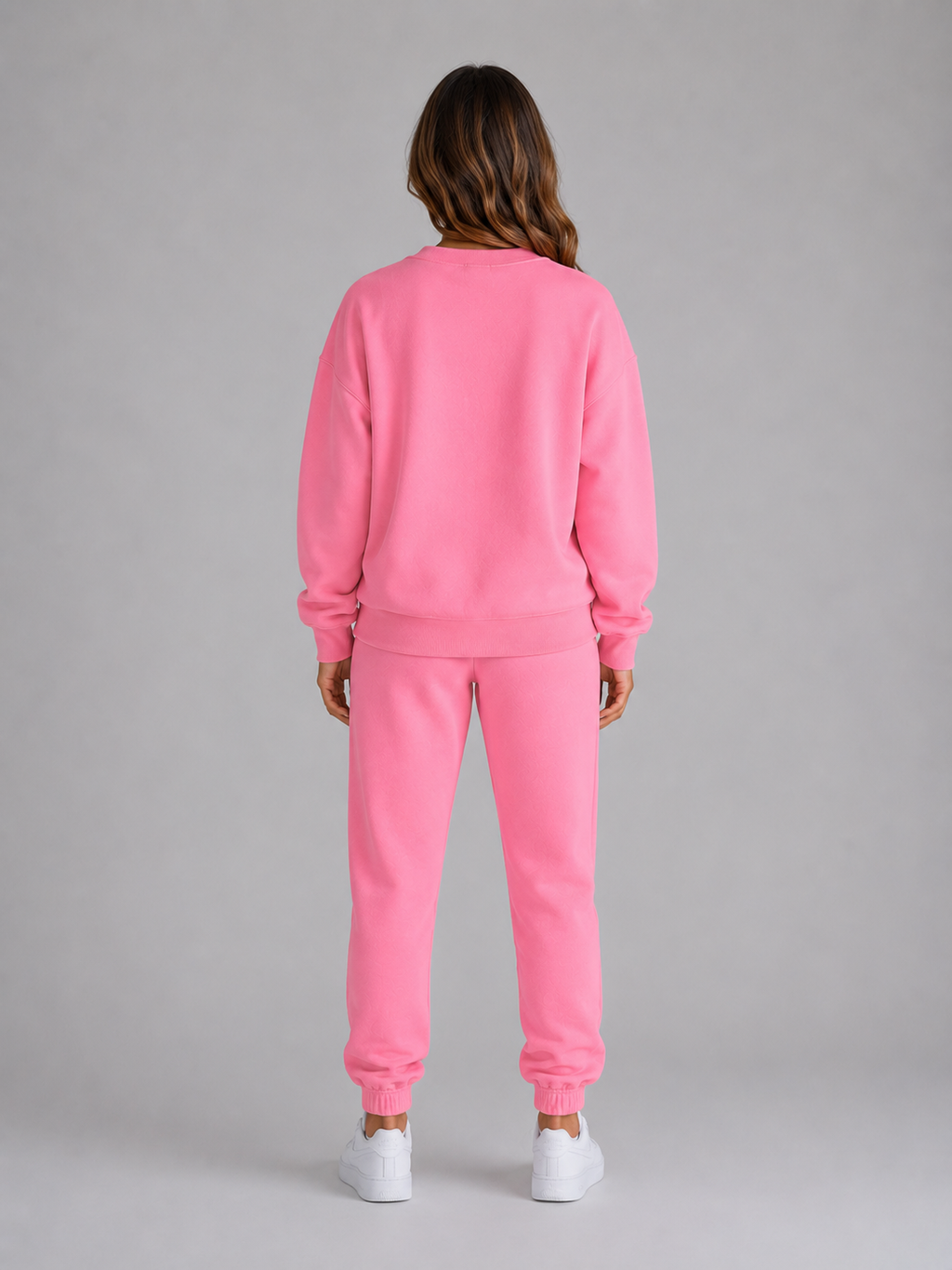 Women's Oversized Tracksuit Set – Crew Neck Sweatshirt & Cuffed Joggers