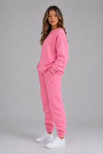Women's Oversized Tracksuit Set – Crew Neck Sweatshirt & Cuffed Joggers