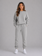 Women's Oversized Tracksuit Set – Crew Neck Sweatshirt & Cuffed Joggers