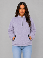 Women's Plush Half Zip Pullover – High Neck Fleece Jacket