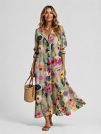 Women’s Printed Shirt Maxi Dress – Relaxed Flattering Fit
