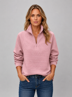 Women's Ribbed Half Zip Sweater – Soft Knit Zip Neck Pullover