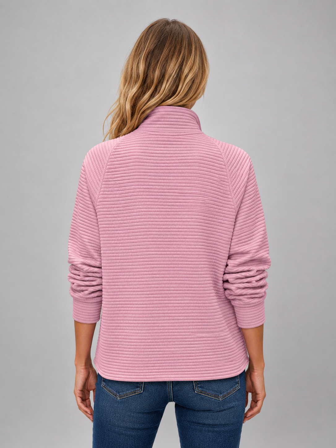 Women's Ribbed Half Zip Sweater – Soft Knit Zip Neck Pullover