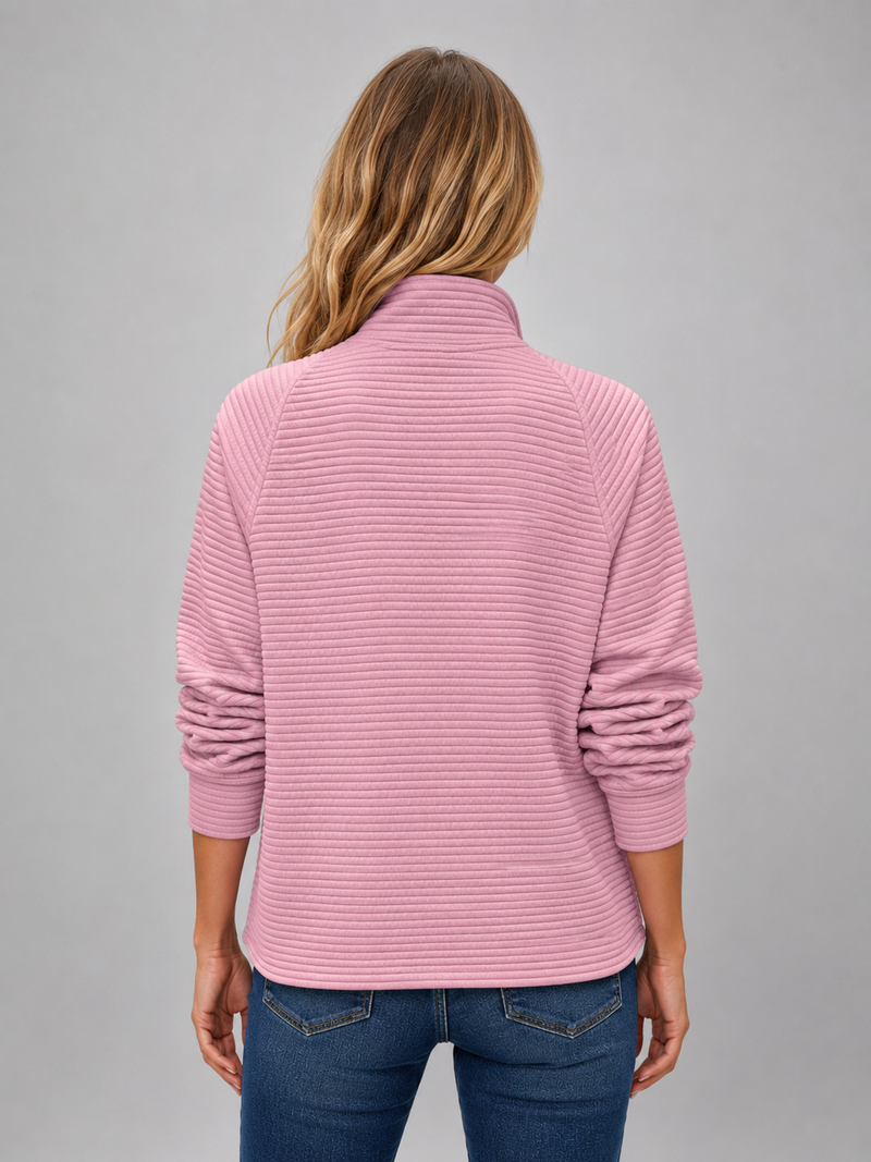 Women's Ribbed Half Zip Sweater – Soft Knit Zip Neck Pullover