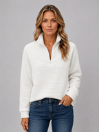 Women's Ribbed Half Zip Sweater – Soft Knit Zip Neck Pullover