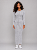 Women's Ribbed Knit Maxi Dress – Long Sleeve Bodycon Fit