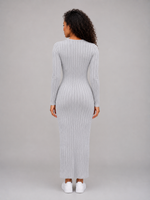 Women's Ribbed Knit Maxi Dress – Long Sleeve Bodycon Fit