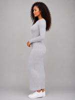 Women's Ribbed Knit Maxi Dress – Long Sleeve Bodycon Fit