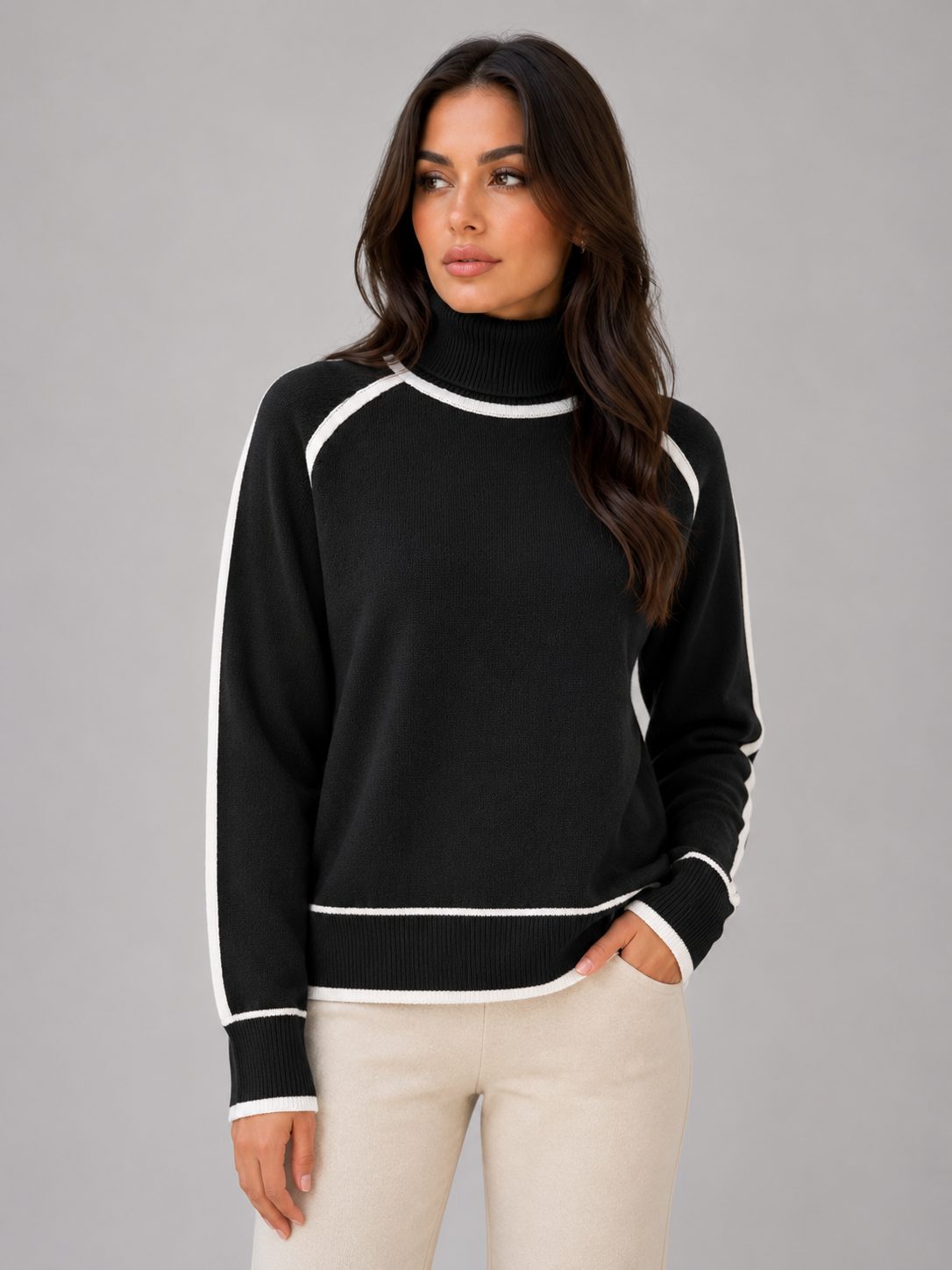 Women’s Turtleneck Sweater – Soft Relaxed Knit Top