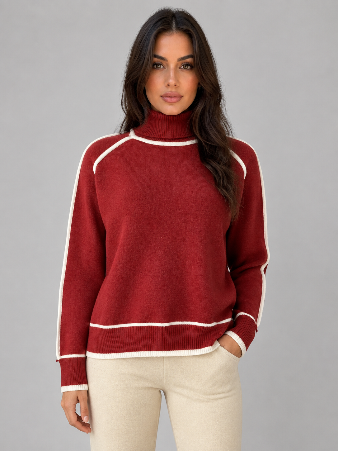 Women’s Turtleneck Sweater – Soft Relaxed Knit Top