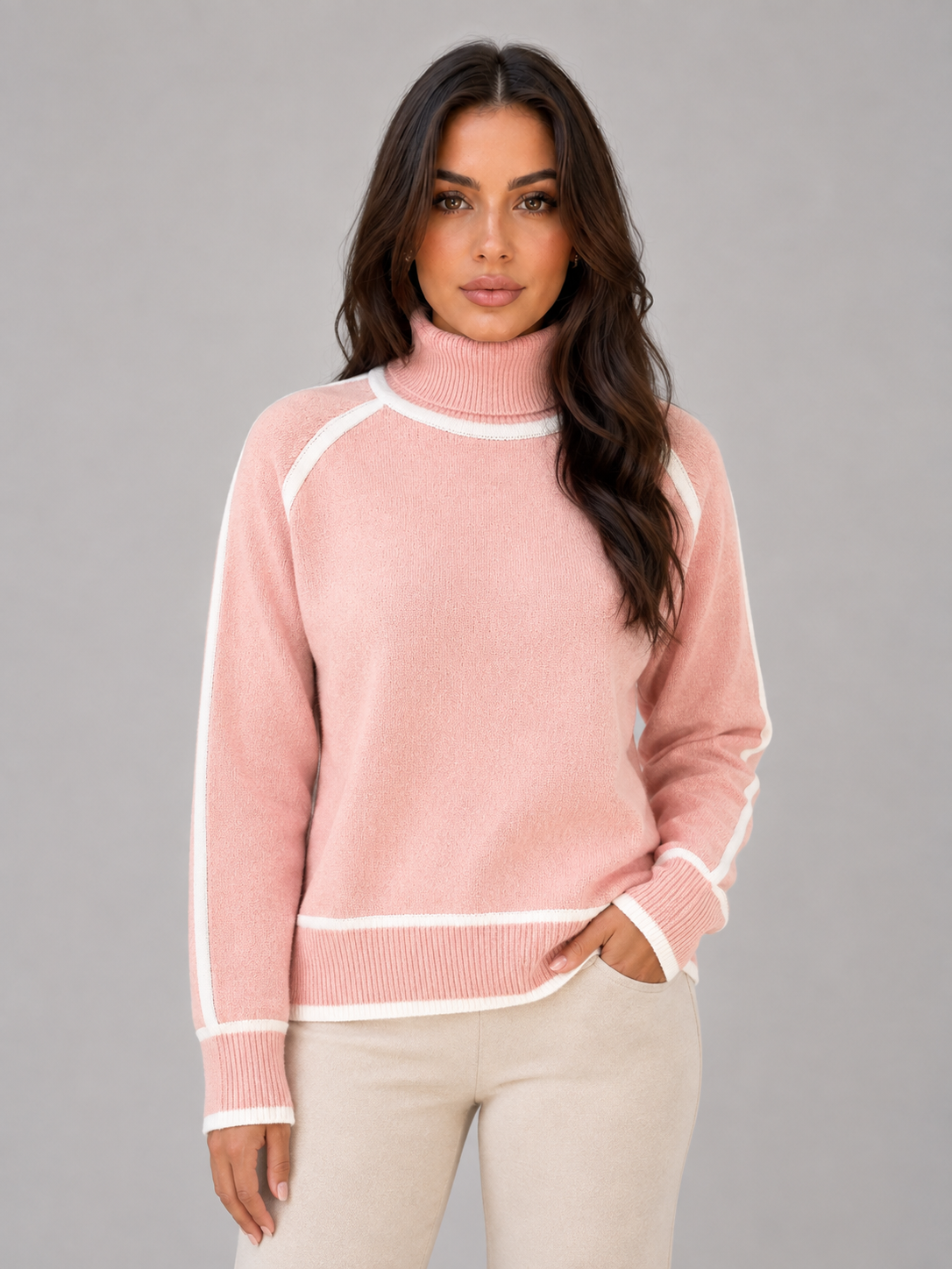 Women’s Turtleneck Sweater – Soft Relaxed Knit Top