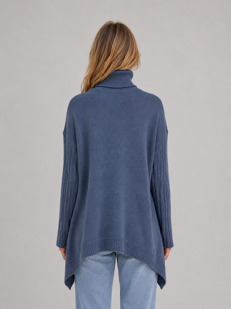 Women's Oversized Turtleneck Sweater – Soft Knit Longline Pullover