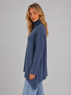Women's Oversized Turtleneck Sweater – Soft Knit Longline Pullover