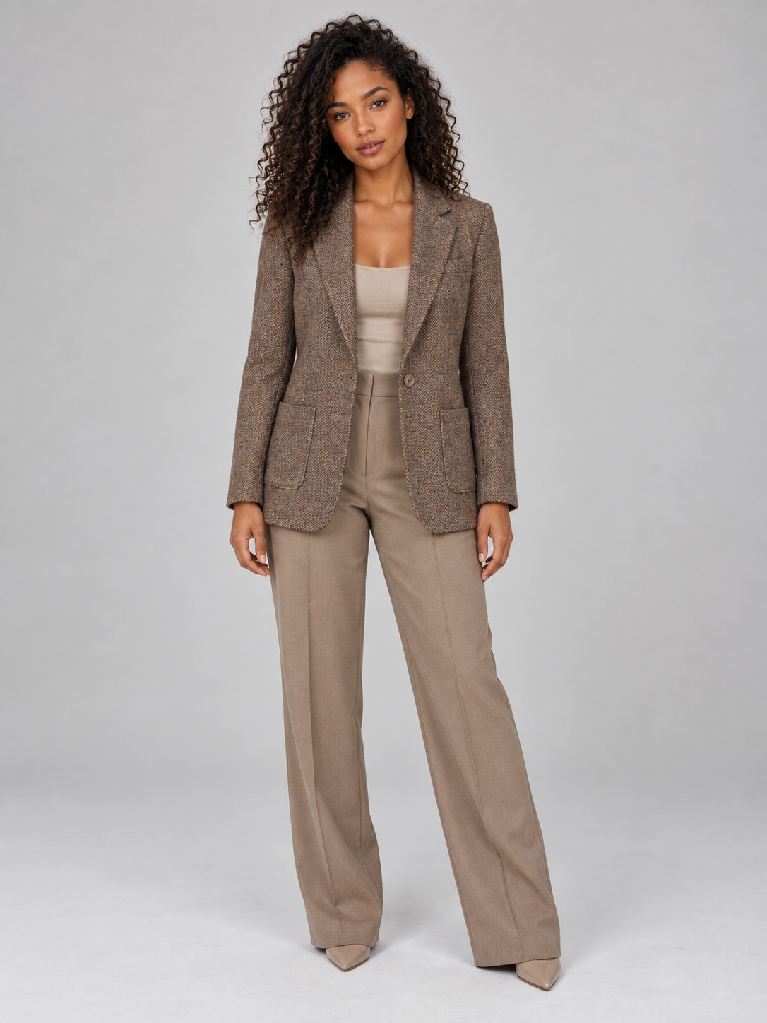 Women’s Tailored Blazer – Single Breasted Wool Blend Jacket