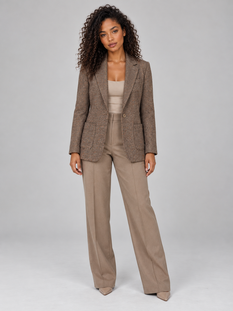 Women’s Tailored Blazer – Single Breasted Wool Blend Jacket