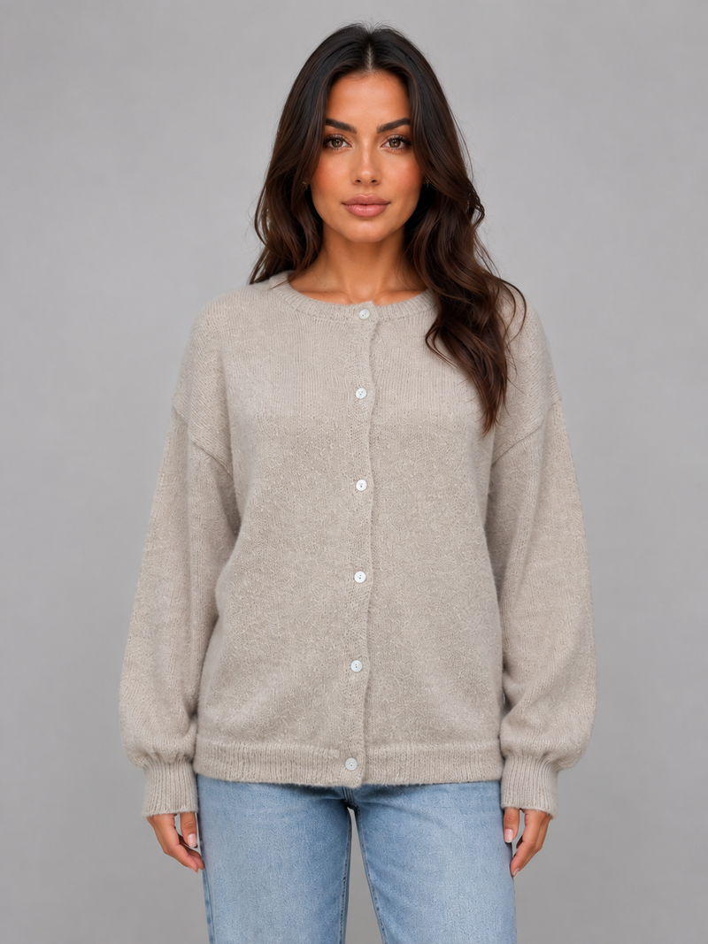 Women's Soft Knit Cardigan – Crew Neck Button Front Sweater