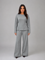 Women’s Soft Lounge Two-Piece Set – Fitted Top & Wide Leg Pants