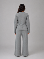 Women’s Soft Lounge Two-Piece Set – Fitted Top & Wide Leg Pants