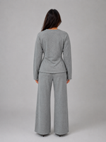 Women’s Soft Lounge Two-Piece Set – Fitted Top & Wide Leg Pants