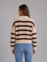 Women's Striped Polo Knit Sweater – Textured Knit Style