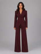 Women’s Tailored Two-Piece Suit – Cinched Waist & Wide-Leg Trousers