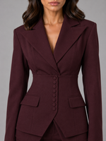 Women’s Tailored Two-Piece Suit – Cinched Waist & Wide-Leg Trousers