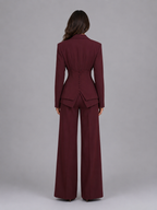 Women’s Tailored Two-Piece Suit – Cinched Waist & Wide-Leg Trousers